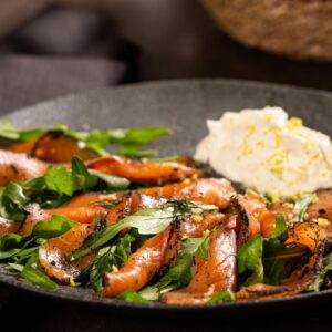 Gravláx de salmão e sour cream