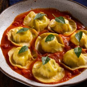 Ravioli de burrata ao pomodoro fresco
